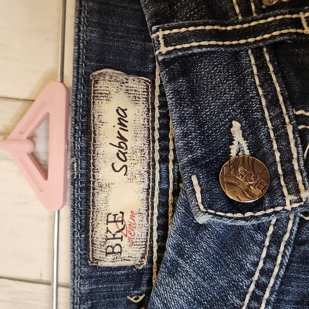 BKE Distressed Sabrina Flare Jeans - Dark Blue 29R - Picture 2 of 10